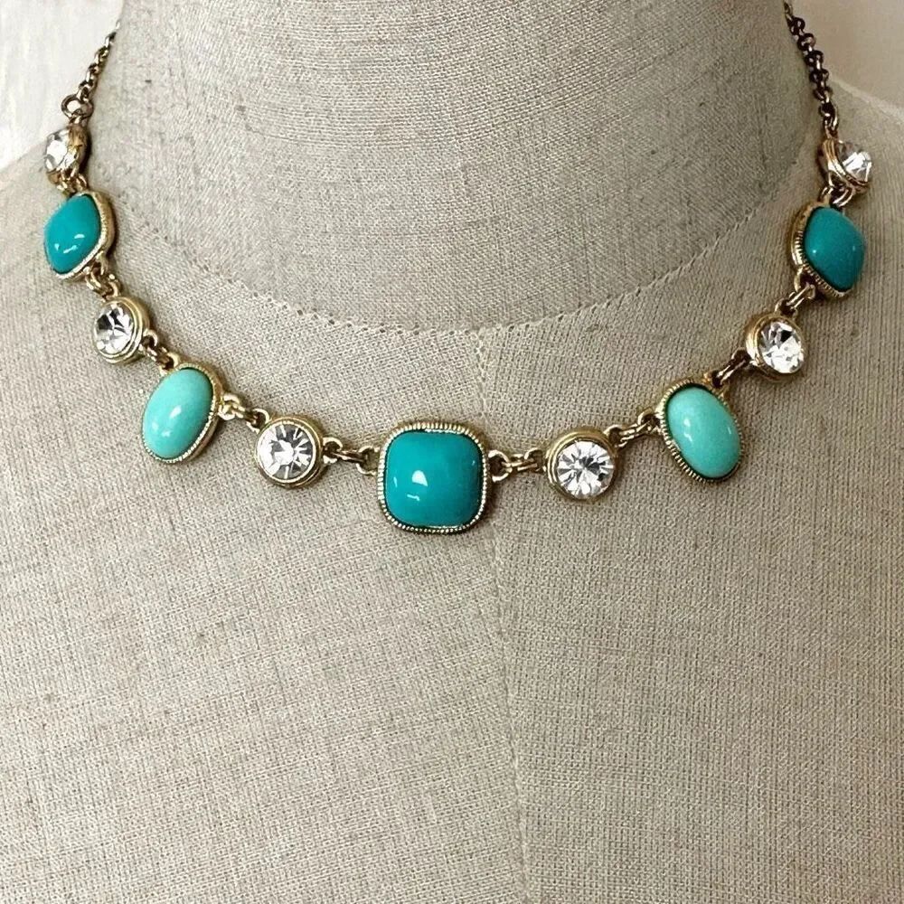 Monet blue rhinestone necklace